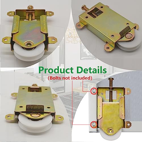 Sliding Mirror Closet Door Rollers Replacement Hardware Fits Contractors Part #W8020C or Hard 1775 Wardrobe Doors Wheels, 1-1/2" Durable POM Concaved Ball Bearing Wheel, 2 Pack