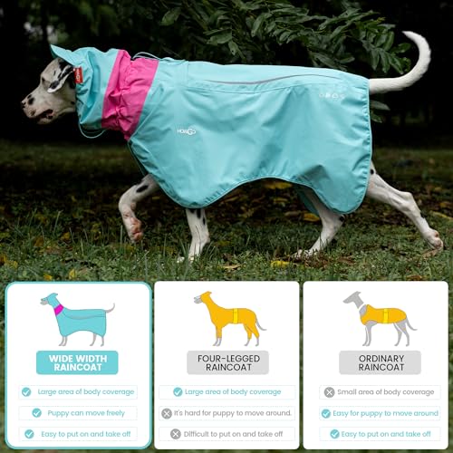 HOWGO Dog Raincoat Adjustable Pet Waterproof Windproof Jacket Dog Rain Jacket with Leash Hole for Small Medium and Large Dogs (Blue, XX-Small)