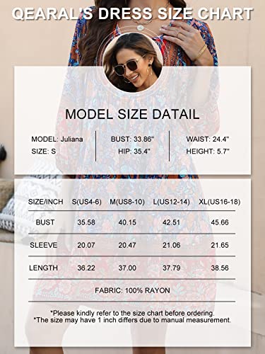 Qearal Women's Floral Summer Short Dress 2023 Casual Boho Print Vacation Dresses Black, M