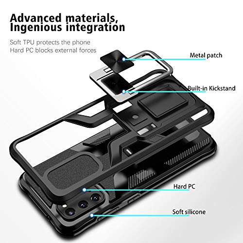 AKINIK for Samsung Galaxy S20 Case (Not Fit Galaxy S20 FE), with Self Healing Flexible TPU Screen Protector [2 Pack], Military Grade Double Shockproof with Kickstand Case for Samsung S20-Black