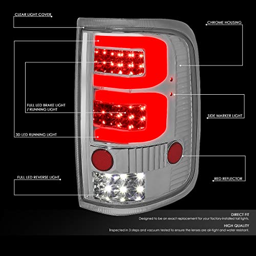 DNA MOTORING TL-F15004-LED-3D-CH-CL LED 3D Tail Light Assembly Driver & Passenger Side [Compatible with 04-08 Ford F150 Lobo]