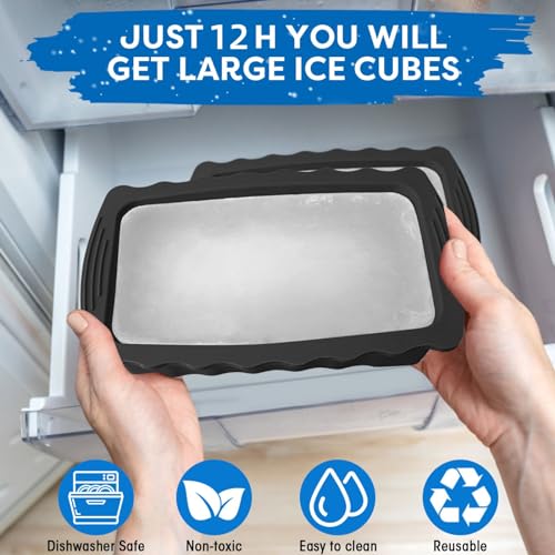 Haldane 2PC Extra Large Ice Block Molds, 6LB Giant Ice Cube Molds for Plunge Lab, Ice Container for Freezer, Thickened and Reinforced Silicone Ice Tray, Cold Plunge Tub Accessories, Black