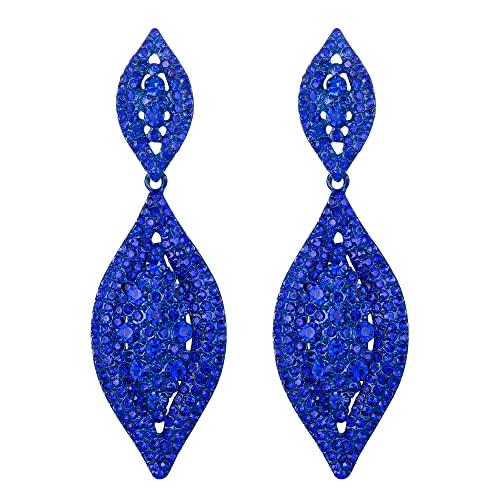 Flyonce Women's Rhinestone Crystal Wedding Bridal 2 Leaf Drop Dangle Chandelier Earrings Iridescent Clear AB
