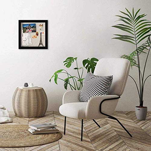Muzilife Shadow Box Picture Frame with Linen Board Deep Wood Glass Display Case Ready to Hang Memory Box Baby Sports Memorabilia, Pins, Awards, Medals, Wedding, Tickets and Photos (Black, 2pcs 8X8)