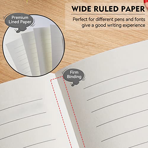 Soomeet Lined Journal Notebook, 200 Pages, Leather Hardcover Notebooks, A5 College Ruled Thick Classic with Pen Loop Notebook Journals for Writing, for Women Men Office School, 5.75'' X 8.38'', Black