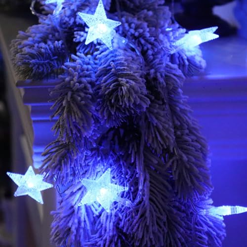 CESOF Blue Christmas Star String Lights Decorations, 20 FT 40 LED Battery Operated Twinkle Lights Cute Hanging Star Fairy Light for Bedroom Room Car Party Home Indoor Outdoor Xmas Tree Decor