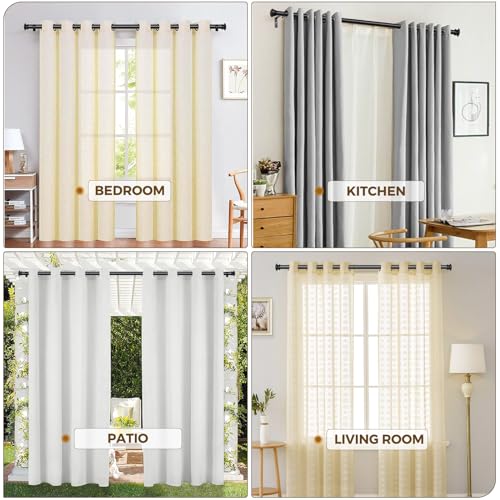 TONIAL Black Curtain Rods for Windows 28 to 48 Inches, Telescoping Splicing 3/4 Curtain Rod 32 to 43 Inch(2.6 to 3.6 ft), Decorative Single Drapery Rod with Small Finial