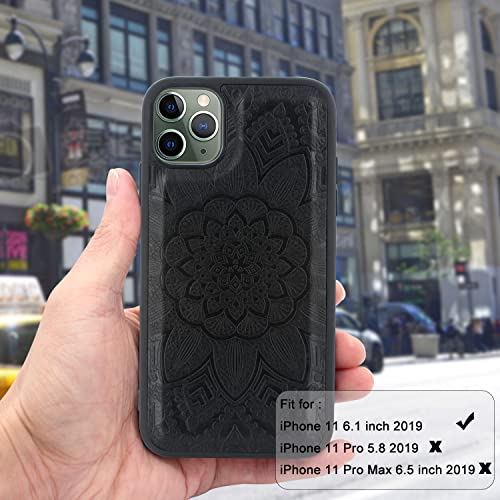 Harryshell Detachable Magnetic Zipper Wallet Leather Case Cash Pocket with Card Slots Holder Wrist Strap for iPhone 11 6.1 inch 2019 Floral Flower (Black)