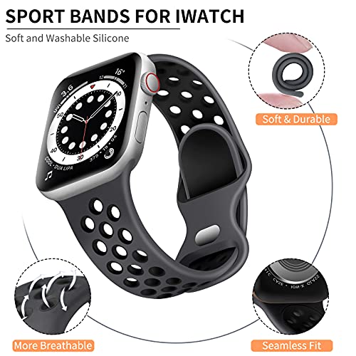 Lerobo Bands Compatible for Apple Watch Band 40mm 41mm 38mm for Women Men,Soft Silicone Breathable Replacement Bands for Apple Watch SE iWatch Ultra 2 Series 9 8 7 6 5 4 3 2 1,42mm 45mm 44mm