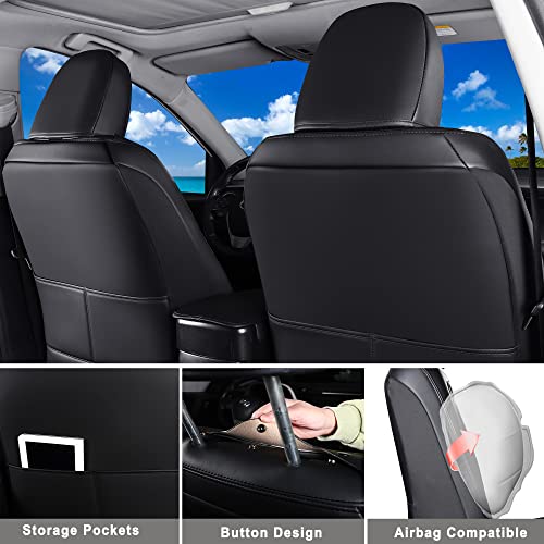 Huidasource Custom Fit RAV4 Front Car Seat Covers, Leather Seat Cushion Cover Accessories Fit for 2019-2024 Toyota Rav4 XLE LE XLE Premium Limited(Not for Hybrid/Adventure/TRD Off-Road/Prime, Black)