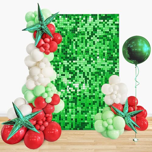 Green Shimmer Wall Backdrop Christmas Sequin Backdrop 3ftx4ft Glitter Backdrop Shimmer Wall Panels for Birthday Wedding Christmas Party Decorations