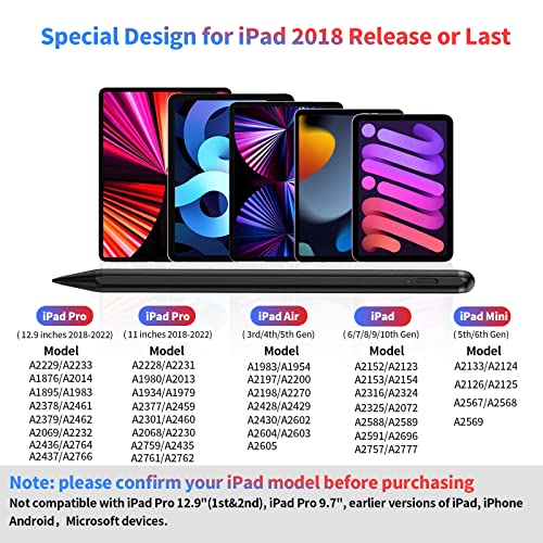 Stylus Pen for iPad with Palm Rejection, Blooding Active Pencil 2nd Generation Compatible with Apple iPad Pro 11/12.9", iPad 10/9/8/7/6th Gen, iPad Mini 5th/6th Gen,iPad Air 3rd/4th/5th Gen-Black