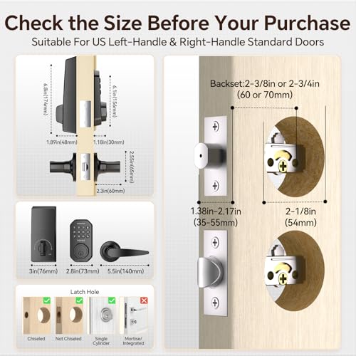 VCHOO Keyless Entry Door Lock Deadbolt with Handle Set Smart Locks for Front Door with Lever Handles Auto Locking, Anti-Peeping Password & Easy Installation for Homes Hotel Bedroom Doors IP54