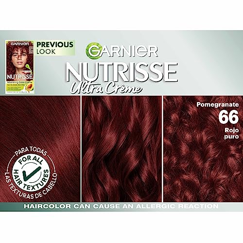 Garnier Hair Color Nutrisse Nourishing Creme, 66 True Red (Pomegranate) Permanent Hair Dye, 2 Count (Packaging May Vary)