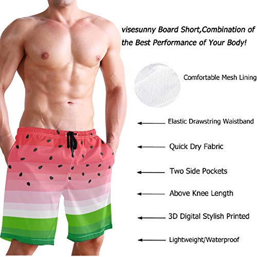 visesunny Hawaiian Palm Tree Beach Shorts for Men Summer Swim Trunks Sports Running Bathing Suits with Mesh Lining