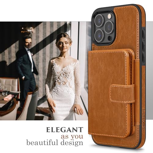 LOHASIC Wallet Case for iPhone 15 Pro Max, Compatible with Mag-Safe, 6 Card Holder, Magnetic Back, Vintage PU Leather ProMax Phone Cover Men Women, 6.7 Inch, 5G, 2023 - Brown