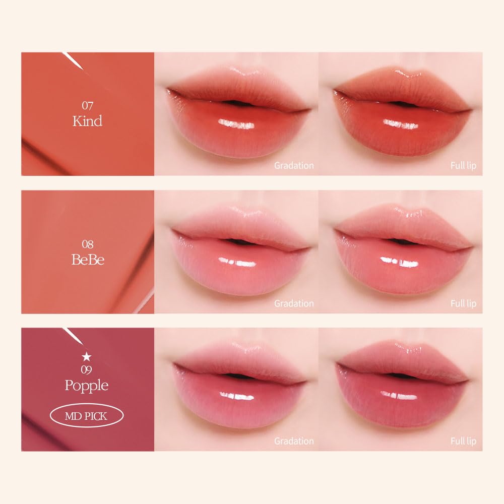 COSNORI Flow Wave Lip Tint - Vegan Glassy Lip Gloss, Lightweight & Long-lasting, Plant-derived Oil Moisturizer, K-Beauty (12 PINK LILY)