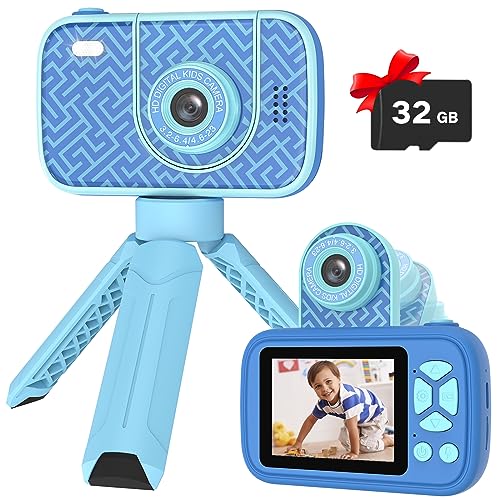 Teslahero Kids Camera Toys for 3-12 Years Old Boys Girls,Children's Camera with Flip-up Lens for Selfie & Video,HD Digital Camera,Christmas Birthday Party Gifts for Child Age 3 4 5 6 7 8 9 (Blue)