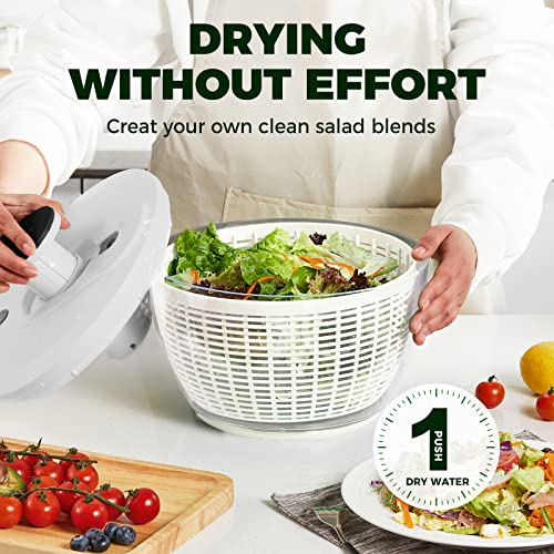 Kitexpert Effective Large Salad Spinner 6.3 Qt,Easy to use pro Pump Spinner with Bowl, One-Handed Pump Dishwasher Safe Multiple Use Spinner-Black