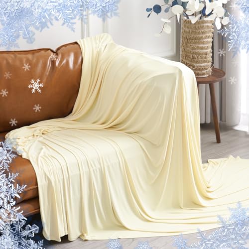 PHF Reversible Double Cooling Blanket Throw Size,Soft Arc-Chill Q-Max>0.5 Thin Summer Single Layer for Hot Sleepers,Breathable Lightweight Portable Silky for Home Office Travel Car,Alabaster Gleam