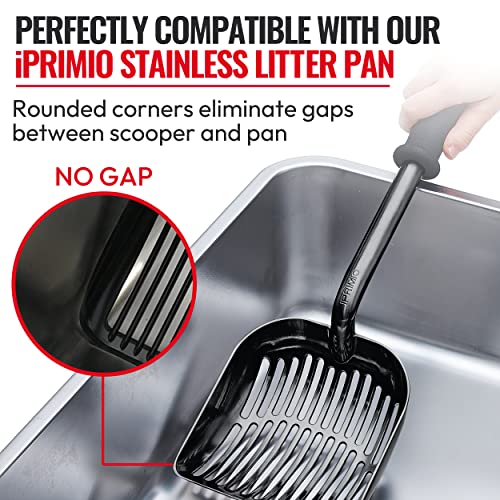 iPrimio Monster Cat Litter Scooper with 17 Inch Long Handle and Soft Grip - Sturdy Extra Large Deep Shovel Scoop - Cat Litter Scoop Great for Sore Hands - Kitty Litter Box Accessory