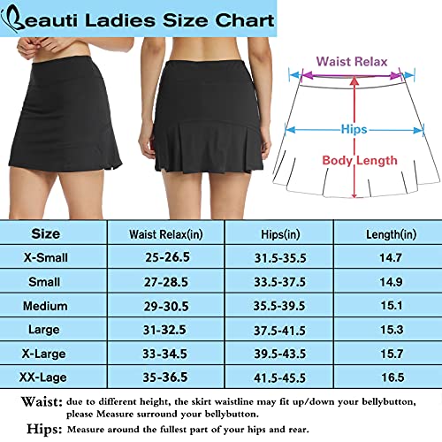 Pleated Tennis Skirt Golf Skort for Women with Pockets Shorts Athletic Workout Running Skirt Ruffle on Back (Orange, 2X-Large)