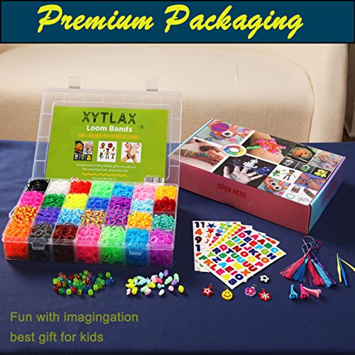 XYTLAX Rubber Band Bracelet Kit, Loom Making Kit for Girl, Loom Bands Refill Kits for Children Boy Girls Gift DIY Friendship Bracelets- Christmas Holiday Gifts