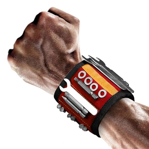 BIG RED Magnetic Wristband - Ultimate 16-MagnetThumb Style Tool Holder for DIYers, Craftsmen, &Home Improvement, ATRCX16R, Torin