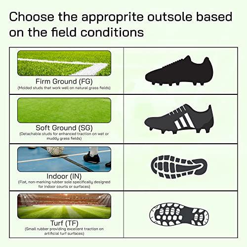 Vizari Santos Firm Ground Soccer Cleats - Durable, Lightweight & Water-Resistant - Adult Soccer Cleats with Adjustable Straps - Womens & Mens Soccer Cleats with Round Studs for Maximum Traction Green