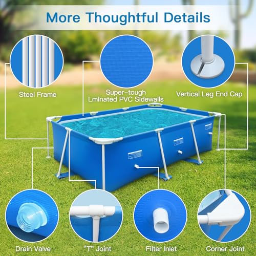 Sunrio 4ft x 12in Square Above Ground Swimming Pool with Plastic Frame for Kiddie Swimming Playing Outdoor Backyard Garden