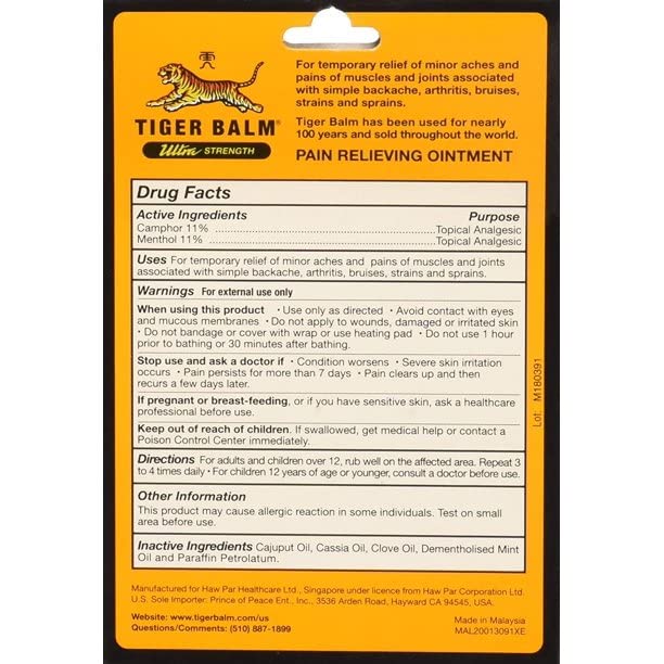 Tiger Balm Sport Rub Pain Relieving Ointment, Ultra Strength 1.70 oz (Pack of 5)