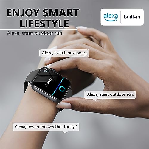 Hoowel Smart Watches for Men/Women,1.8'' Alexa Built-in Fitness Tracker Watch with Bluetooth Calls, IP68 Waterproof, Heart Rate/Sleep/SpO2/Stress Monitor, 100+ Sport Modes for Android & iPhone