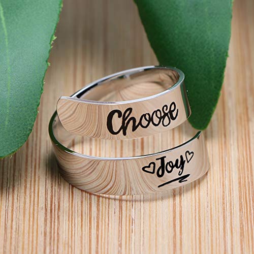 Yiyang Silver Ring for Women Wrap Twist Handstamp Jewelry Gifts for Her