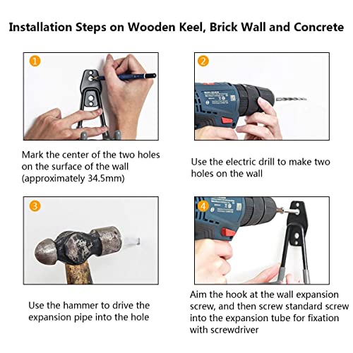 Heevir Garage Storage Utility Hooks - 2.8 Inch Wall Mount Hanging Hook, Tool Organizer, Heavy Duty Double Hook