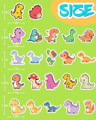 Benresive 100 Pcs Cute Dinosaur Stickers for Kids, Water Bottle Stickers for Kids Waterproof, Vinyl Laptop Kids Stickers Pack, Kids Classroom Prizes for Elementary Students