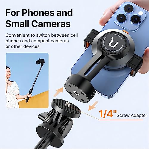 ULANZI M12 Extendable Selfie Stick for Gopro, Portable Vlog Cell Phone Tripod Stand with Phone Mount and Gopro Adapter, Mini Hand Grip Compatible with Gopro Hero 13/12/11/10/9/8/7/6/5 and Smartphone