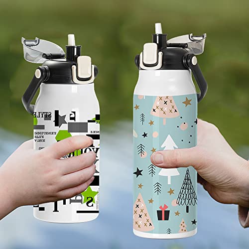 PYD Life 3 Pack Sublimation Water Jugs Bottles Vacuum Flasks White Blanks 32 OZ with Portable Sippy Up Lid and Straw Large Stainless Steel Travel Tumblers Cups Mugs for Tumbler Heat Press Printing