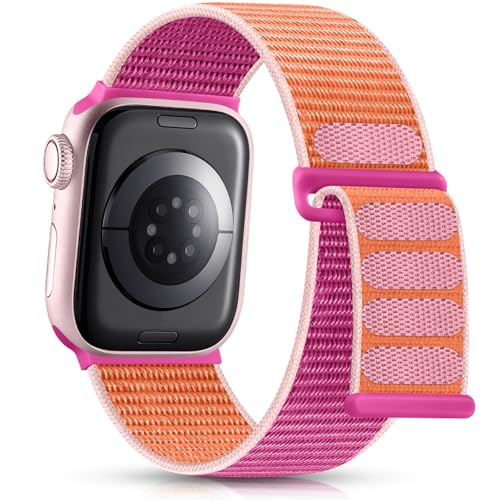 Getino Nylon Band Compatible with Apple Watch Bands 44mm 42mm 45mm 46mm 49mm 40mm 41mm 38mm Women Men, Breathable Soft Weave Stretchy Sport Strap for iWatch Series 10 9 8 7 6 5 4 3 SE Ultra 2 1, Gray