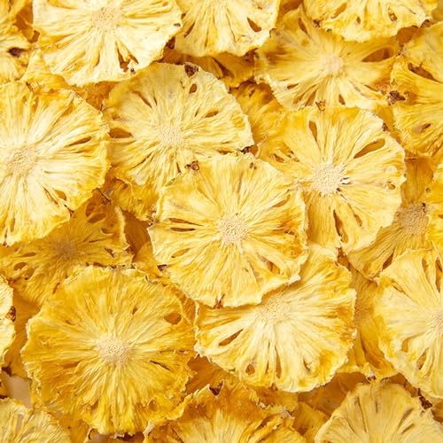 Mkostlich Dried Pineapple Slices, Dehydrated Pineapple Slices for Cocktail Garnish Drinks Baking Fruit Tea, No Sugar Added No Sulphur, Edible Dry Pineapple Flowers, 100g/3.52oz (Pack of 1)