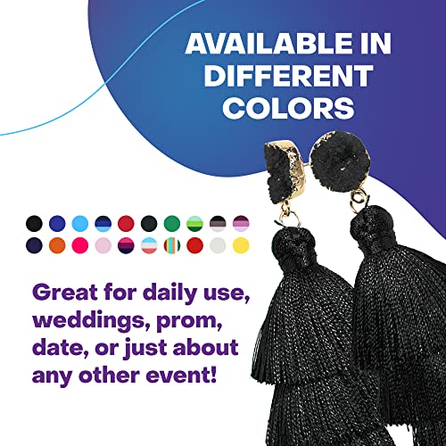 Rave Envy Navy Blue Earrings for Women - Tassel Earrings Bohemian Tiered Tassel Dangle Drop Earrings - Colorful Layered Navy Blue Earrings for Women Teen Girls