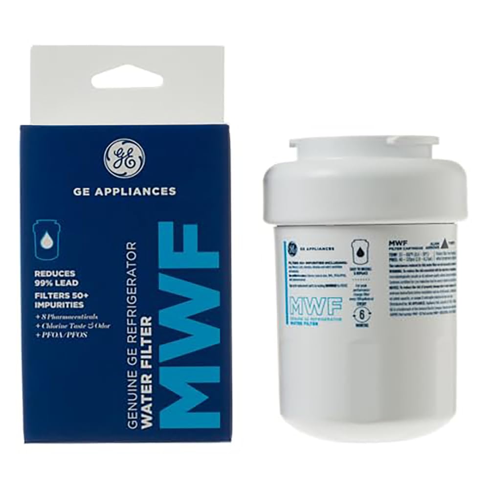 GE MWF Refrigerator Water Filter, Genuine Replacement Filter, Certified to Reduce Lead, Sulfur, and 50+ Other Impurities, Replace Every 6 Months for Best Results, Pack of 1