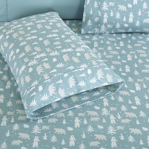 Elegant Comfort Luxury Soft Bed Sheets Holiday Pattern 1500 Premium Hotel Quality Microfiber-Softness Wrinkle and Fade Resistant (4-Piece) Bedding Set, Twin, Santa Moose