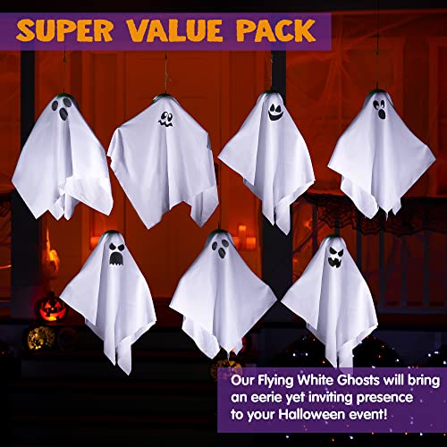 JOYIN 7 Pcs Halloween Ghost Decorations Outdoor, 19.6” Hanging White Ghost Decor, Spooky Flying Ghost for Halloween Tree Front Yard Patio Lawn Garden Party Décor and Holiday Decorations