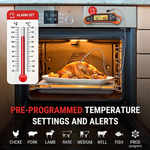 ThermoPro TP710 Instant Read Meat Thermometer Digital for Cooking, 2-in-1 Waterproof Kitchen Food Thermometer with Dual Probes and Dual Temperature Display for Oven, Grilling, Smoker & BBQ