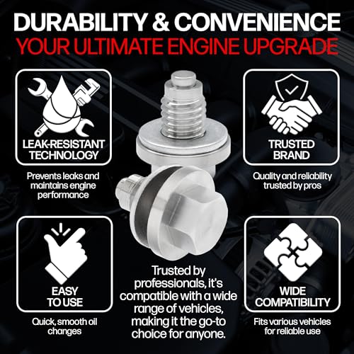 Votex - Made in USA - M12 X 1.75 Magnetic Engine Oil Drain Plug fits Buick, Chevrolet, Cadillac, Ford, GMC - Stainless Steel - Part Number DP002