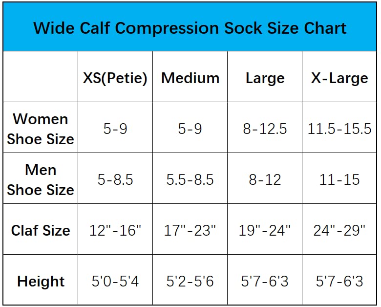 Wide Calf Compression Socks for Women & Men Plus Size Extra Large Size Support Socks for Nurses Running Pregnant Travel, 15-20 mmHg