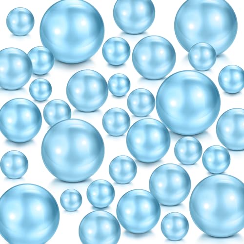 Jadive 200 Pieces Pearl Beads for Vase Filler Centerpieces, No Holes Pearl Makeup Beads for Wedding Holiday Party Home Brushes Holder Decor, 10/14/20/30 mm(Light Blue Purple, Dark Blue Purple)