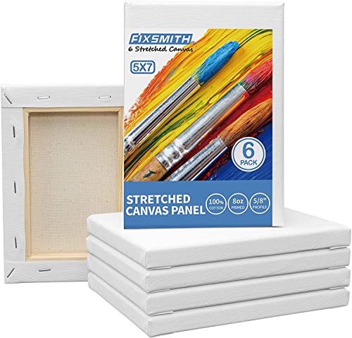 FIXSMITH Stretched White Blank Canvas- 8x8 Inch,Bulk Pack of 12,Primed,100% Cotton,5/8 Inch Profile of Super Value Pack for Acrylics,Oils & Other Painting Media.