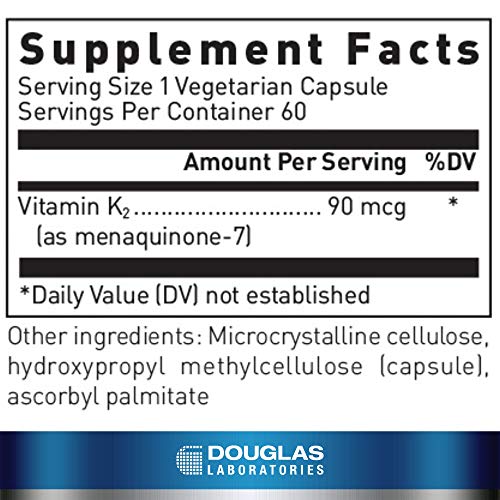 Douglas Laboratories Vitamin K2-90 mcg MK-7 - Supports Bone Formation, Calcium Use, Heart Health & Blood Vessels* - Vegetarian Formula - 60 Capsules