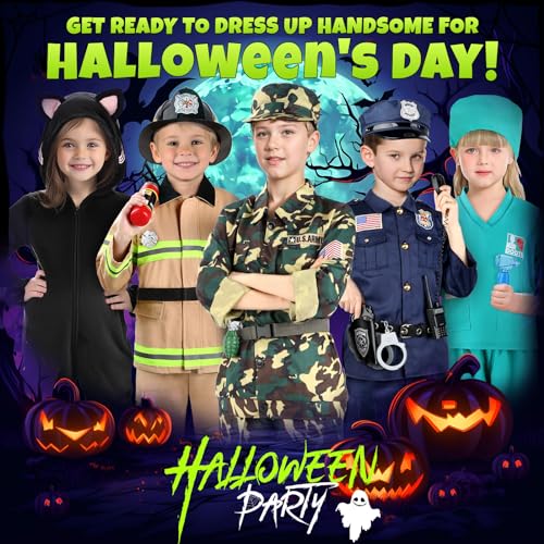GIFTINBOX Kids Army Costume For Boys Military Soldier Costume with Army Toys,Dress Up Boys Costume Halloween Costumes for Kids Boys 3-4…